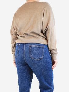 Brunello Cucinelli Taupe sequin-embellished jumper - size