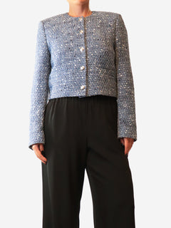 Blue button up tweed jacket