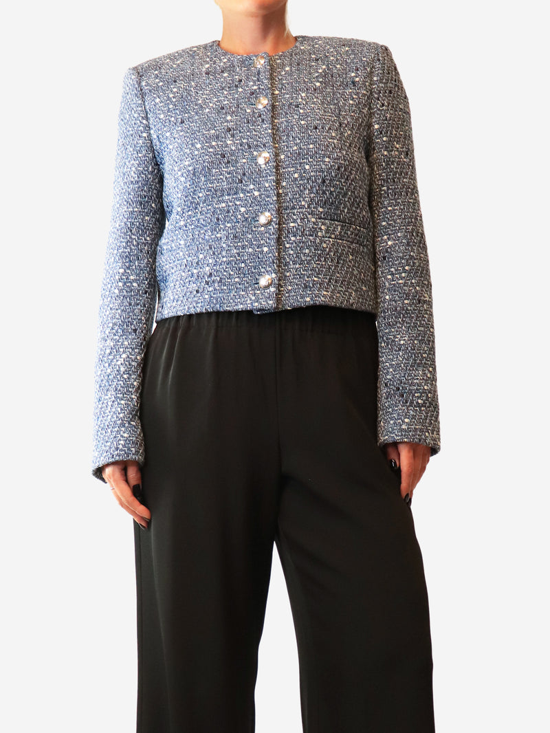 Blue button up tweed jacket