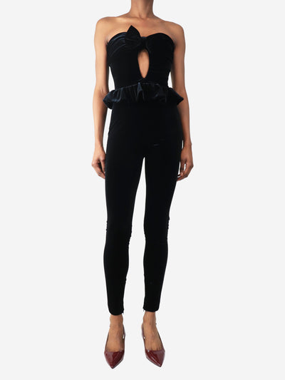 Black strapless velour jumpsuit - size UK 6 Jumpsuit Alessandra Rich 