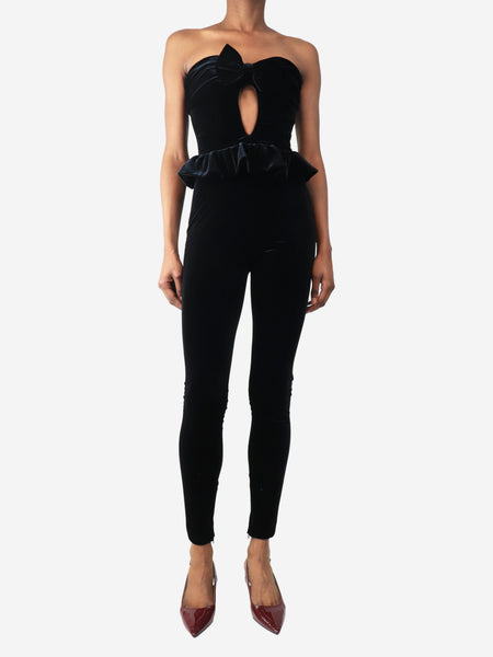 Black strapless velour jumpsuit - size UK 6 product image