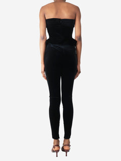 Black strapless velour jumpsuit - size UK 6 Jumpsuit Alessandra Rich 