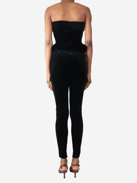 Black strapless velour jumpsuit - size UK 6 alternate image