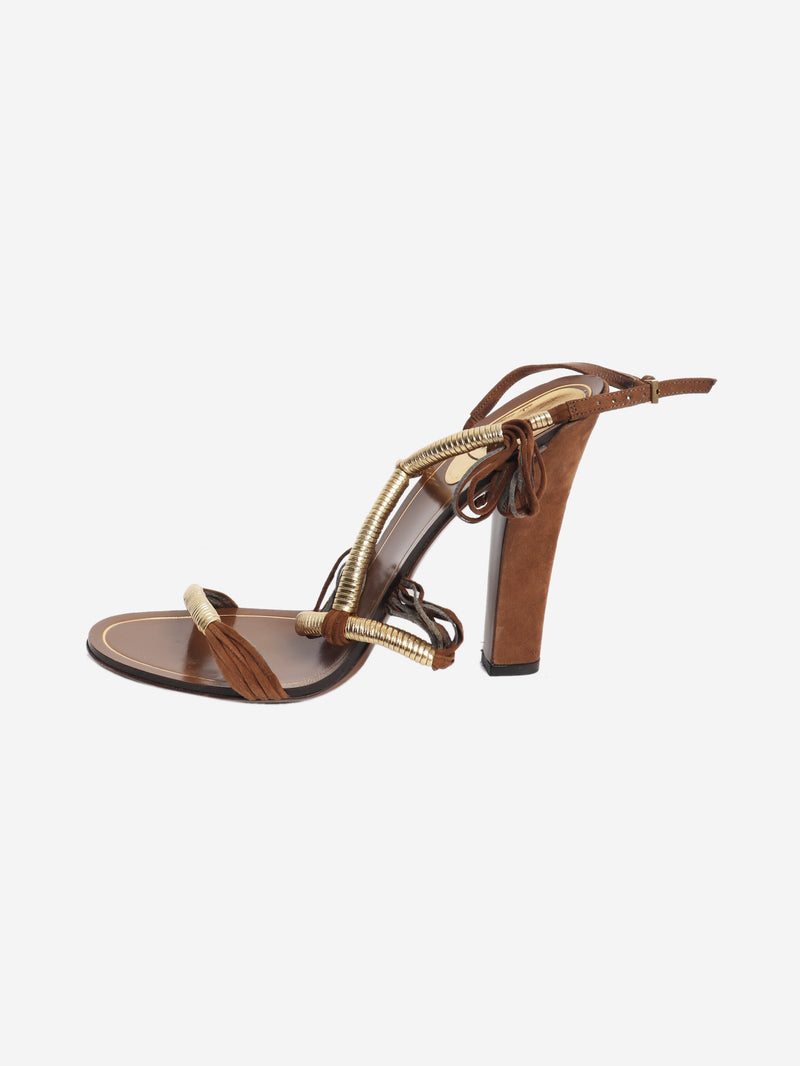 Brown and gold heeled sandals - size EU 39 Heels Gucci 