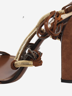 Brown and gold heeled sandals - size EU 39 Heels Gucci 
