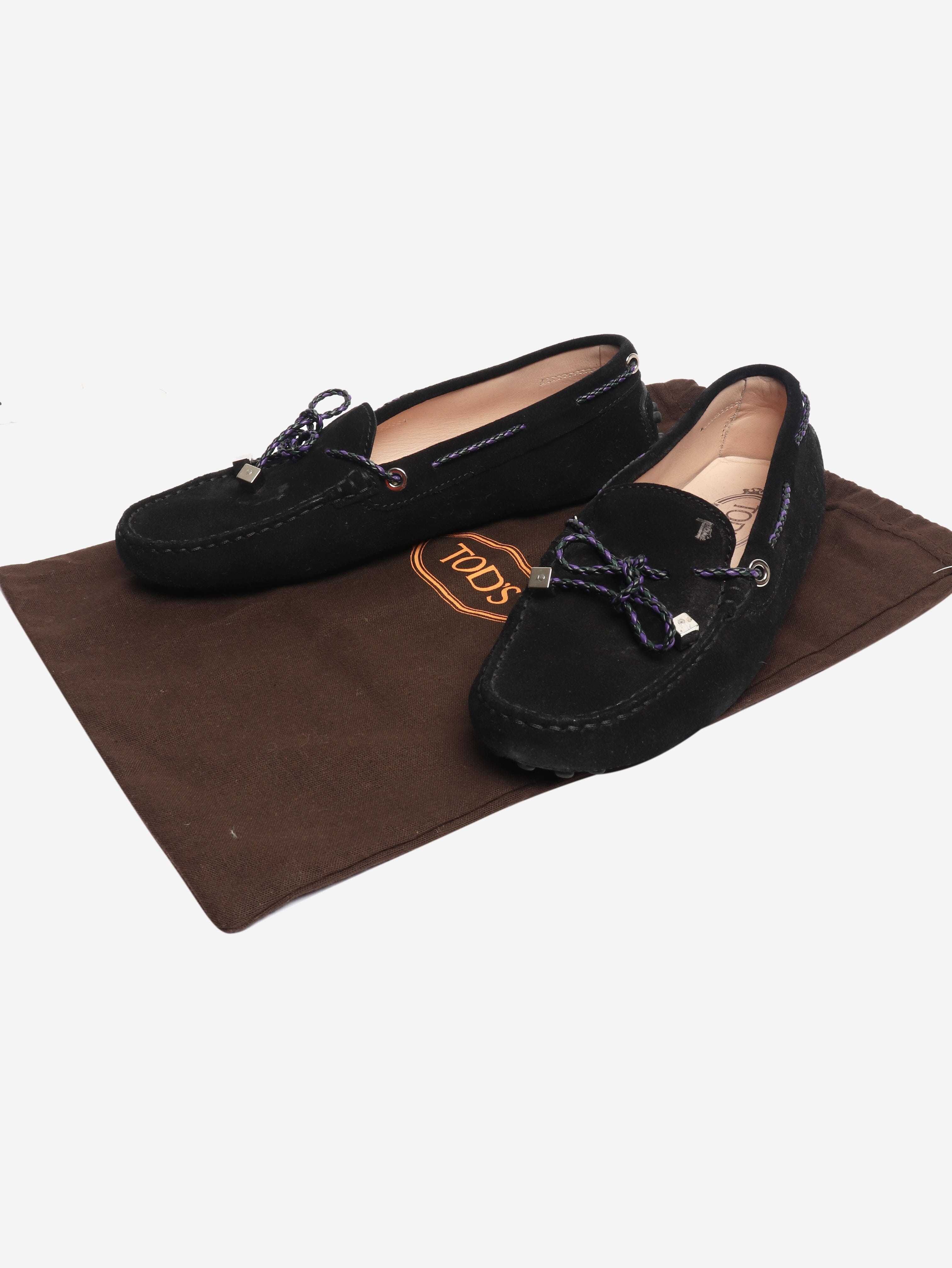 Black suede Gommino loafers - size EU 38.5 (UK 5.5) Gloves Tods 