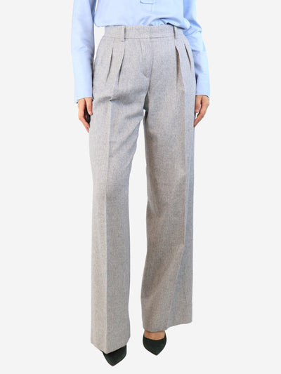 Grey pleated wool trousers - size UK 10 Trousers Max Mara 