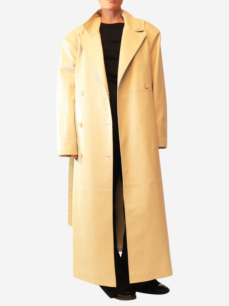 Cream faux leather leather trench coat - size M Coats & Jackets The Frankie Shop 
