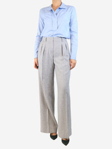 Max Mara Grey pleated wool trousers - size UK 10