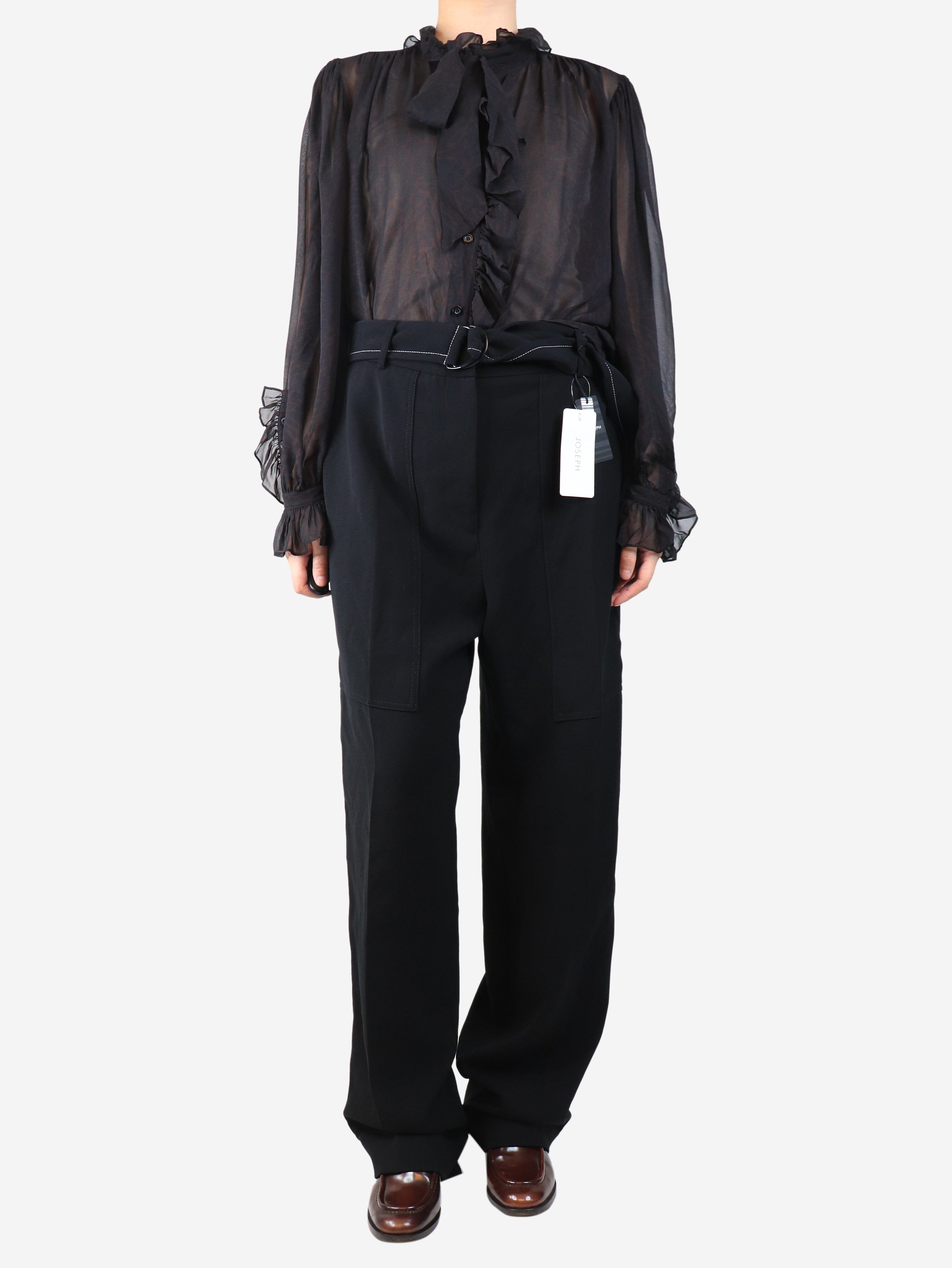 Black terry fluid twill trousers - size UK 14 Trousers Joseph 