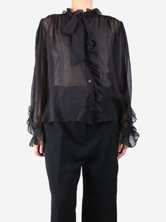 Brown sheer leopard print chiffon blouse - size M Tops Frame 