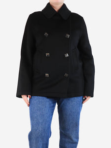 Hermes Black cashmere pea coat - size UK 16
