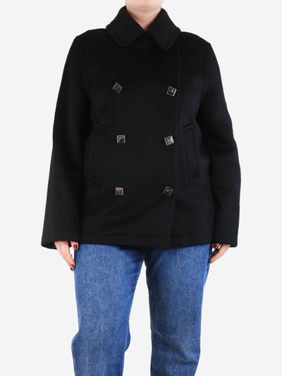 Black cashmere pea coat - size UK 16 Coats & Jackets Hermes 