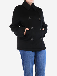 Hermes Black cashmere pea coat - size UK 16