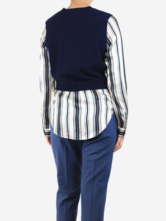 Navy cashmere jumper with silk stripe sleeve - size M Knitwear Veronica Beard 