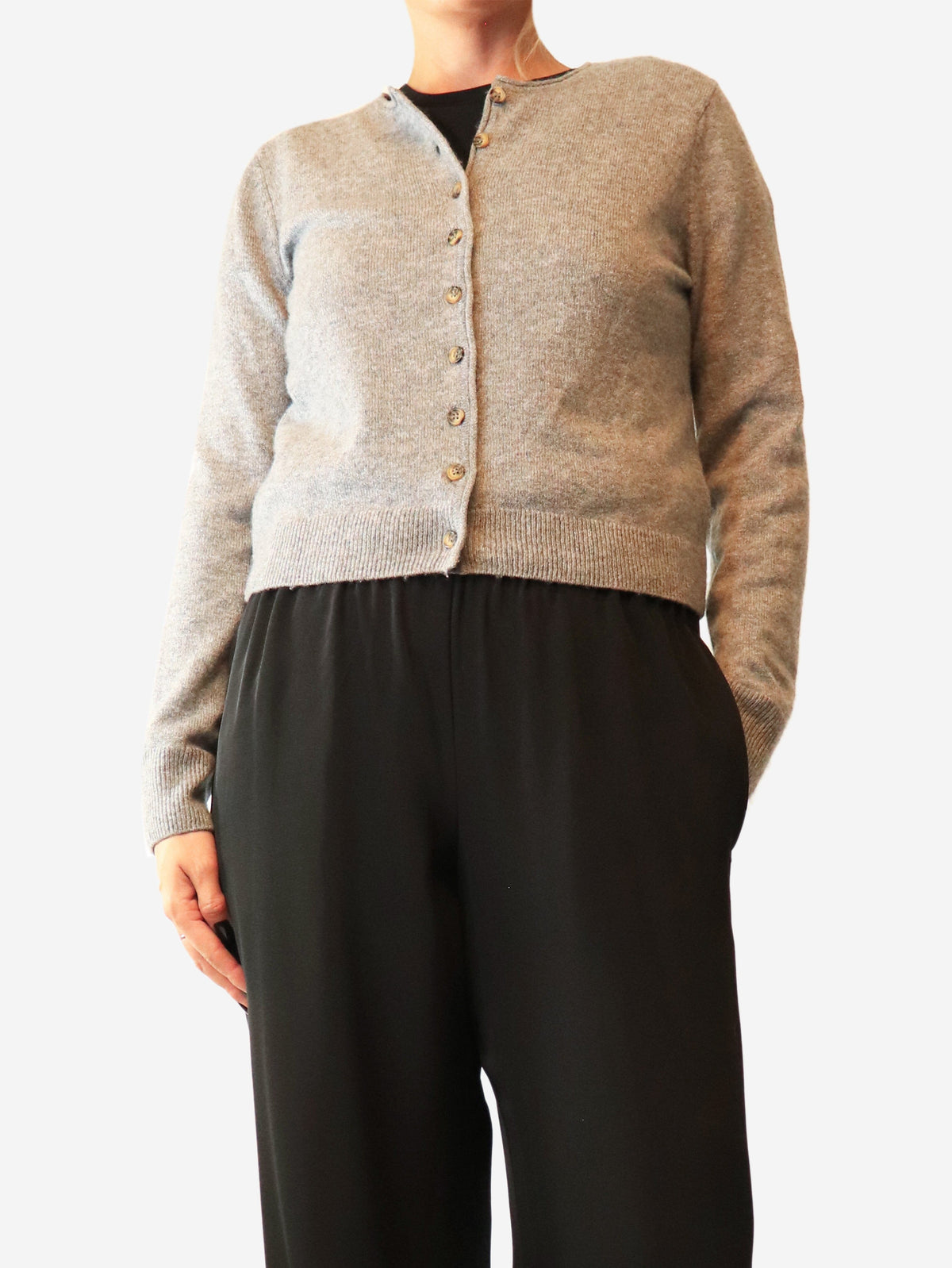 Grey cashmere-blend cropped cardigan - size S Knitwear ME+EM 