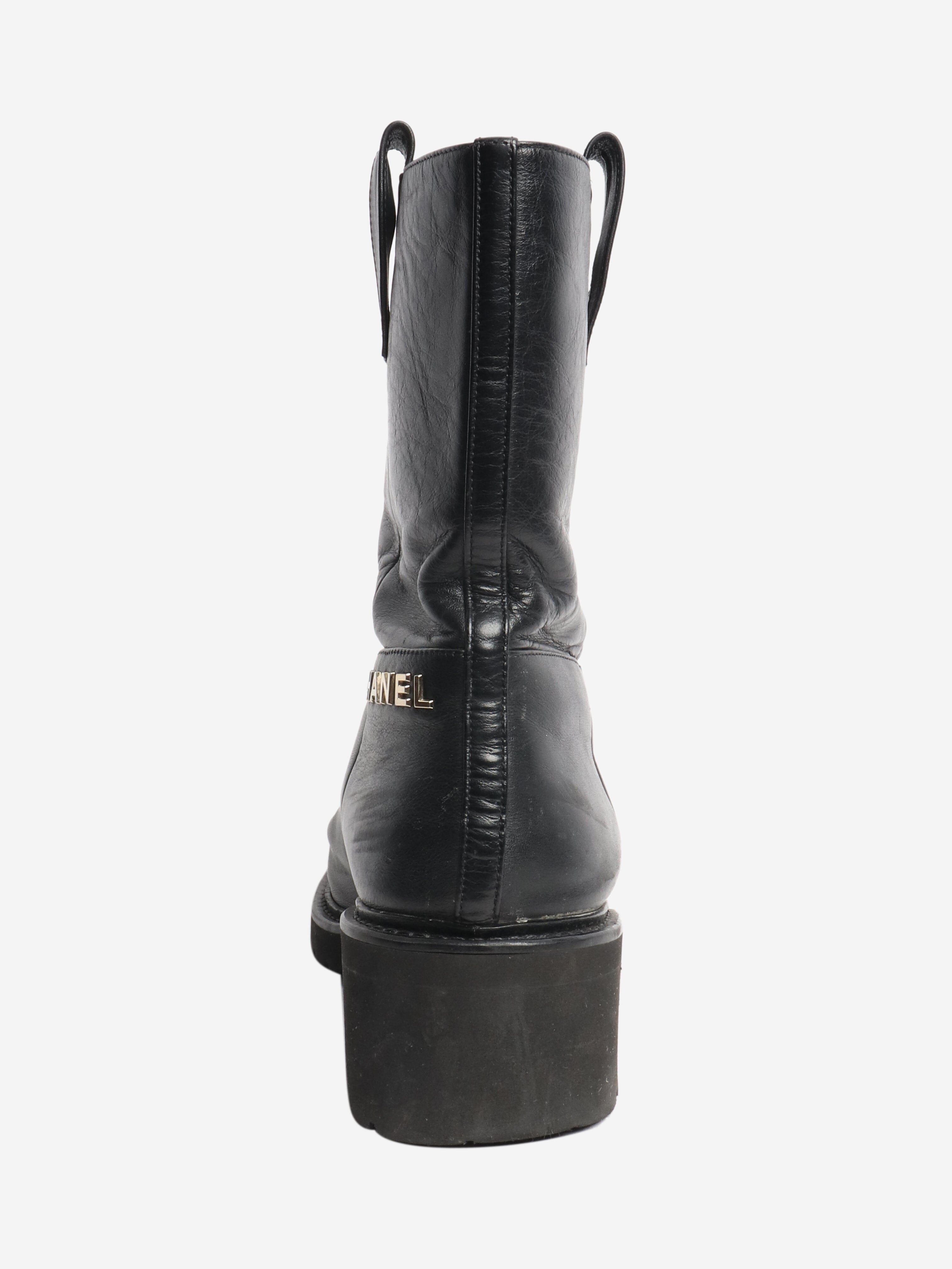 Black leather boots - size EU 38.5 (UK 5.5) Boots Chanel 