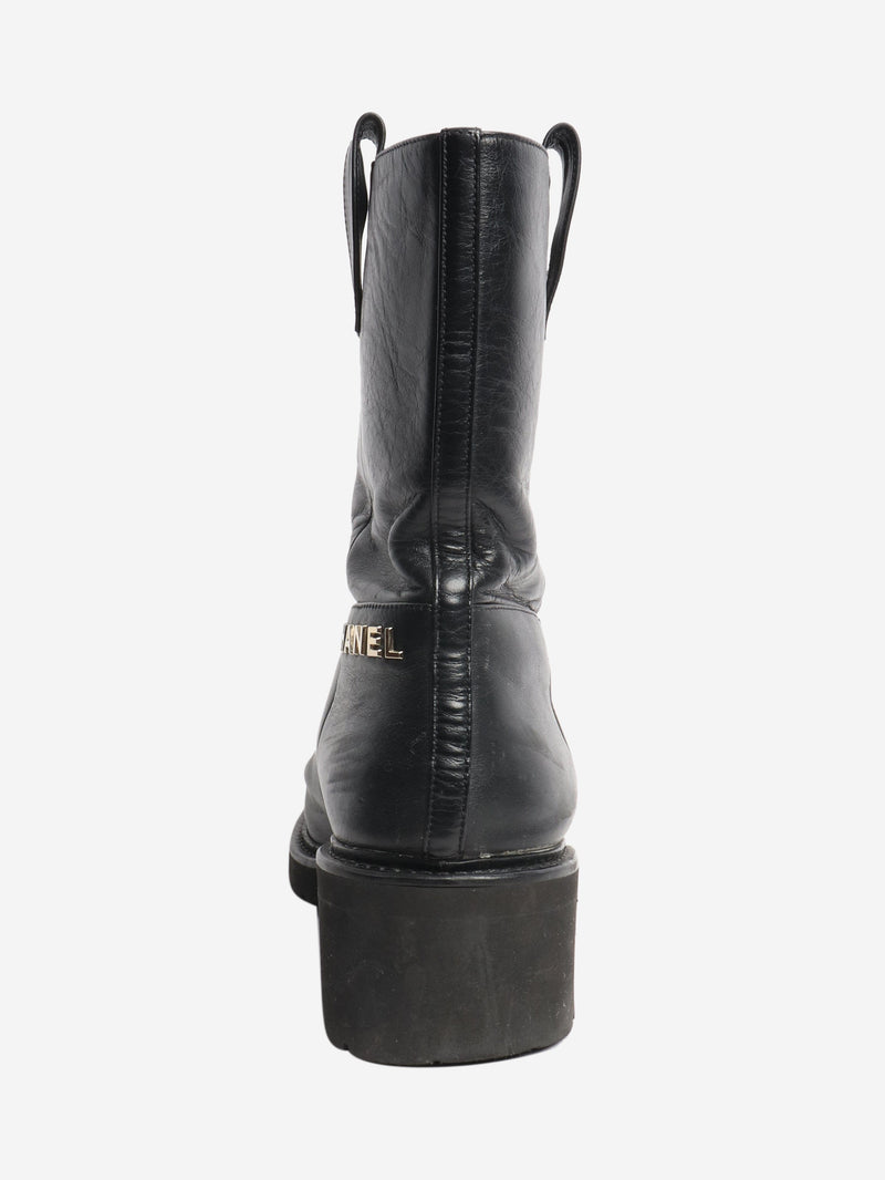 Black leather boots - size EU 38.5 (UK 5.5) Boots Chanel 