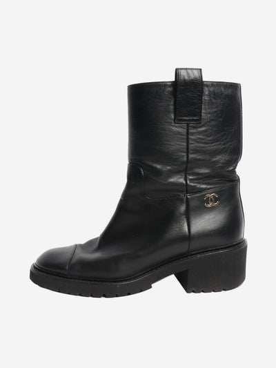 Black leather boots - size EU 38.5 (UK 5.5) Boots Chanel 