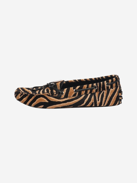 Brown tiger print pony hair Gommino loafers - size EU 38.5 (UK 5.5) product image