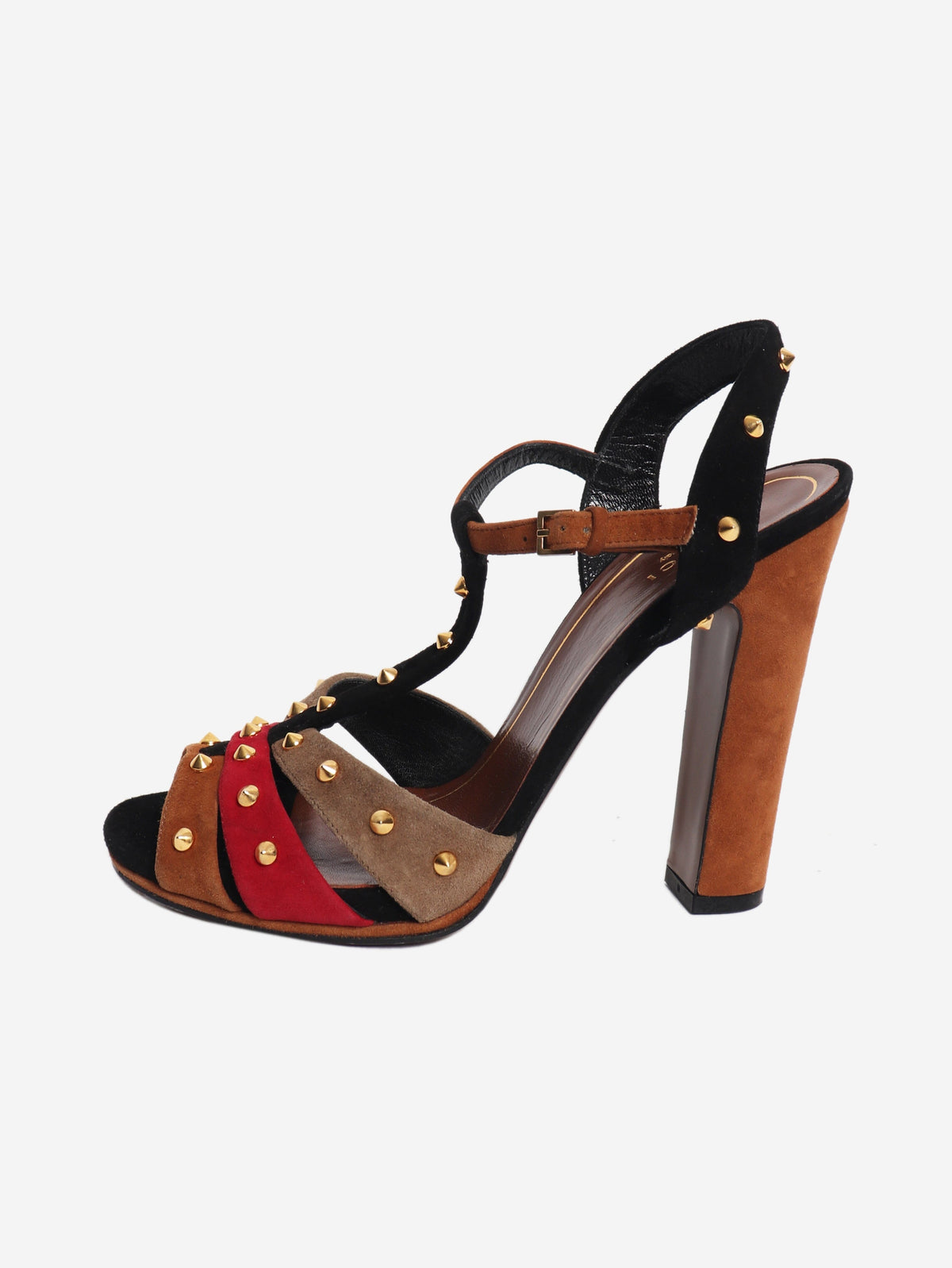 Multicolour suede studded heeled sandals - size EU 38.5 Heels Gucci 