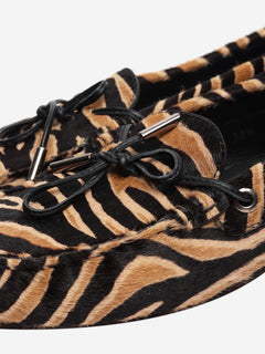 Brown tiger print pony hair Gommino loafers - size EU 38.5 (UK 5.5) Flat Shoes Tods 