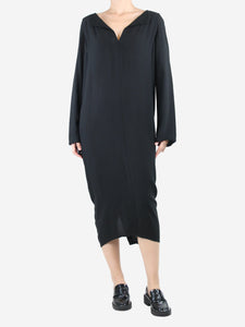 Rick Owens Black v-neck midi dress - size UK 10