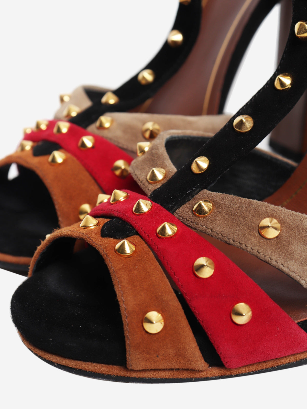 Multicolour suede studded heeled sandals - size EU 38.5 Heels Gucci 