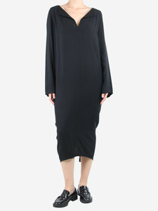 Rick Owens Black v-neck midi dress - size UK 10