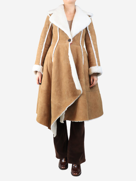Brown suede sherpa coat - size UK 8 product image