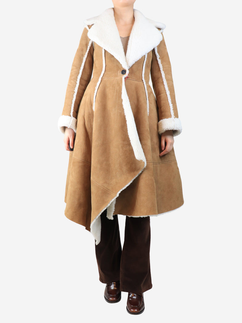 Brown suede sherpa coat - size UK 8 Coats & Jackets Alexander McQueen 