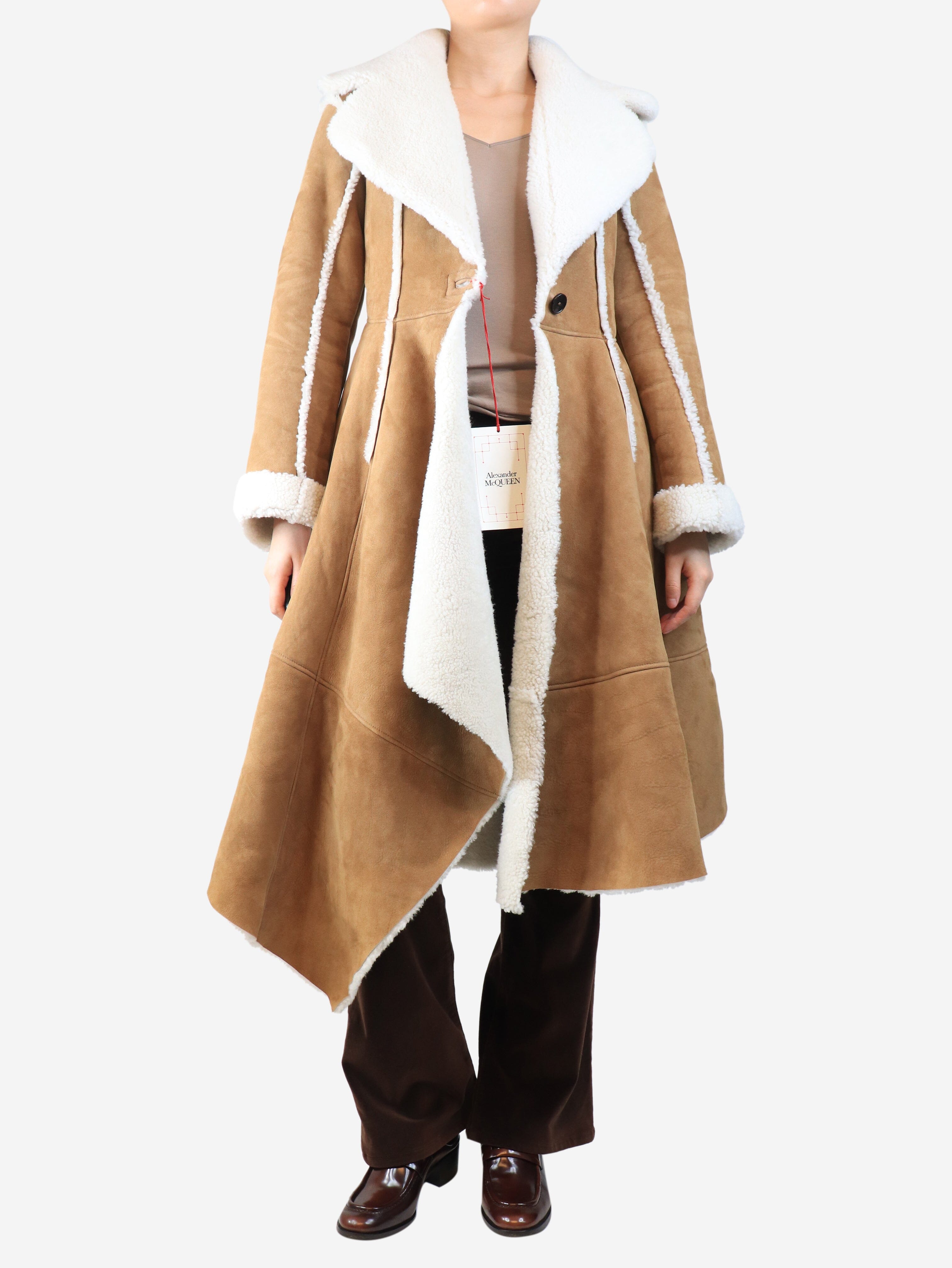 Brown suede sherpa coat - size UK 8 Coats & Jackets Alexander McQueen 