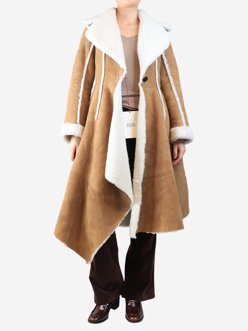 Brown suede sherpa coat - size UK 8 Coats & Jackets Alexander McQueen 