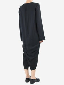 Rick Owens Black v-neck midi dress - size UK 10