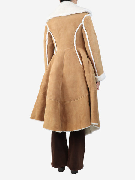 Brown suede sherpa coat - size UK 8 alternate image