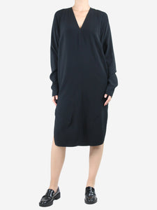 Rick Owens Black v-neck midi dress - size UK 10