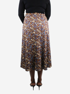 Reformation Brown floral printed midi skirt - size US 10