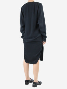 Rick Owens Black v-neck midi dress - size UK 10