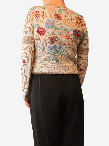 Multi lurex round neck knit button down alternate image