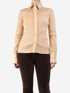Beige shirred pleather shirt - size M Tops Sportmax 