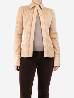 Beige shirred pleather shirt - size M Tops Sportmax 