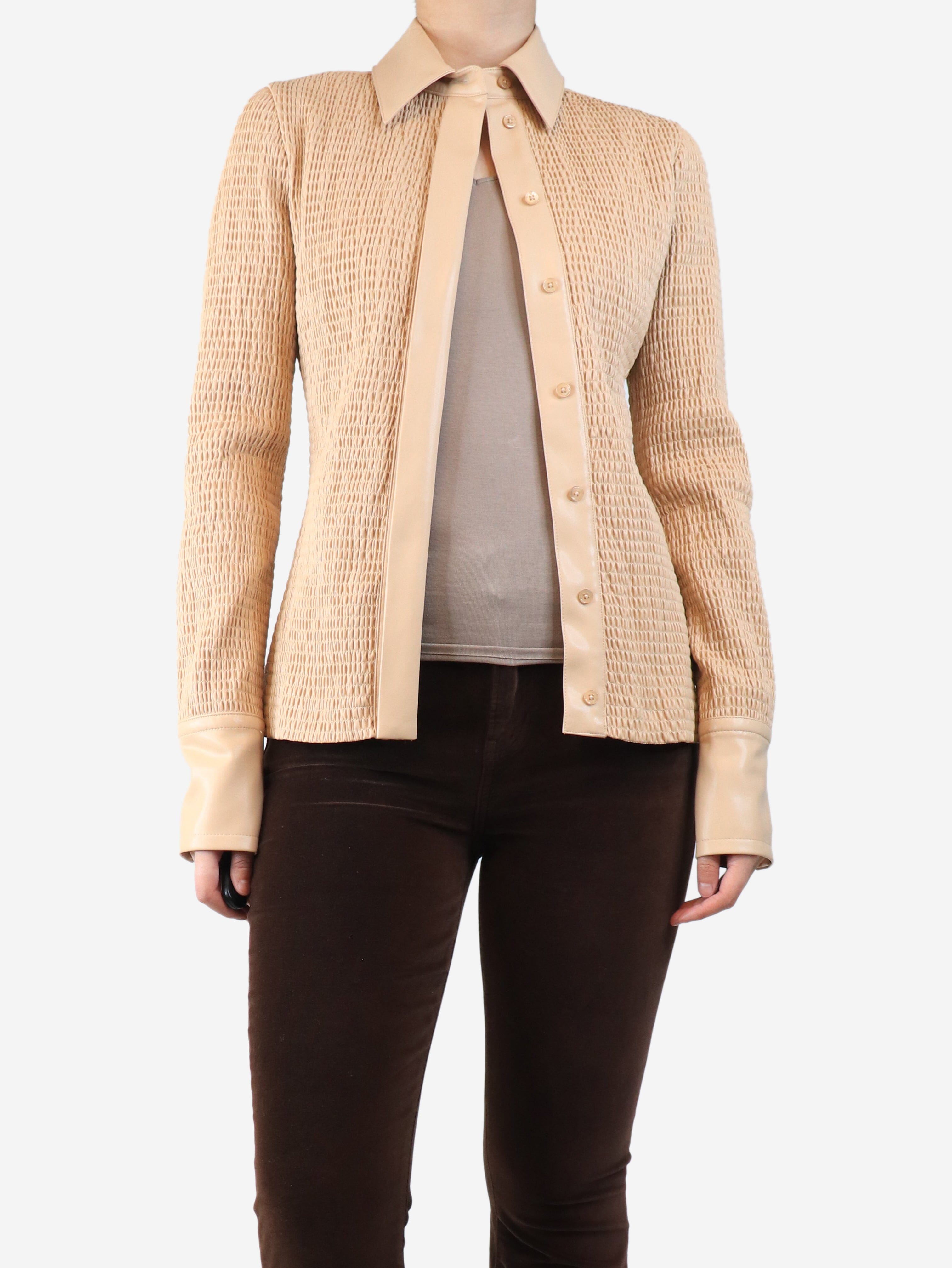 Beige shirred pleather shirt - size M Tops Sportmax 