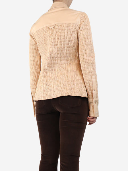 Beige shirred pleather shirt - size M alternate image