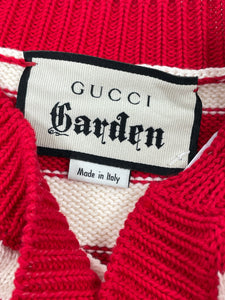 Gucci Red and cream striped knit mini dress - size S