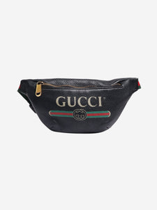 Gucci Black leather bum bag