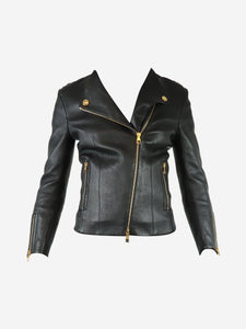 Louis Vuitton Black leather biker jacket - size UK 10