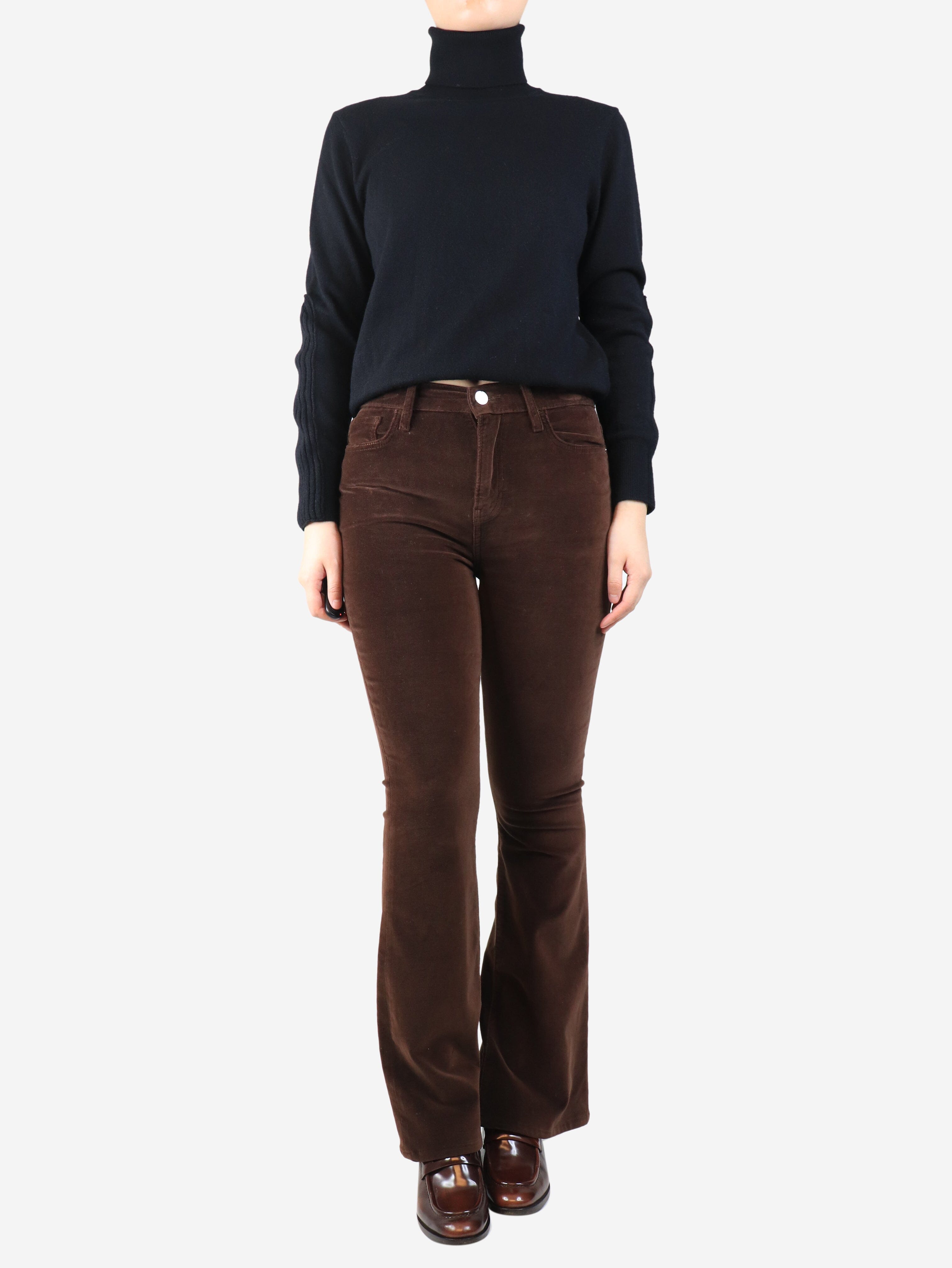 Brown velvet flared trousers - size UK 10 Trousers Frame 