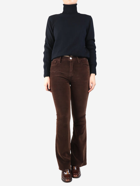 Brown velvet flared trousers - size UK 10 alternate image