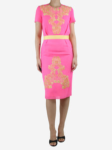 Giambattista Valli Pink beaded fitted midi dress - size UK 12