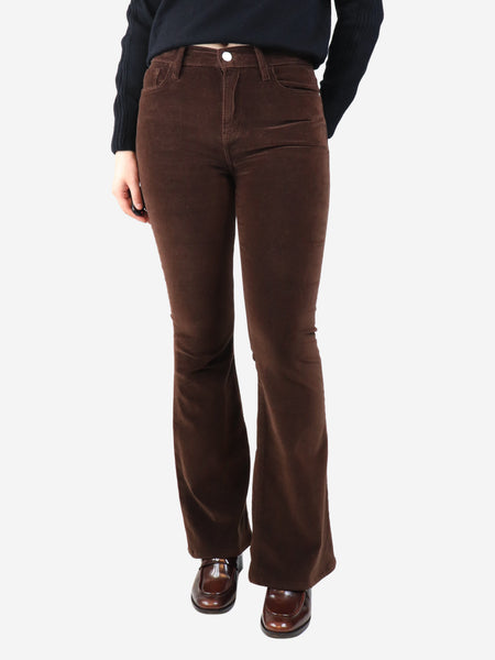 Brown velvet flared trousers - size UK 10 product image
